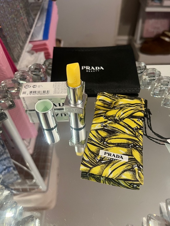 Prada Other - Prada Beauty Yellow Banana Print Pouch and Full Size Lip Balm
